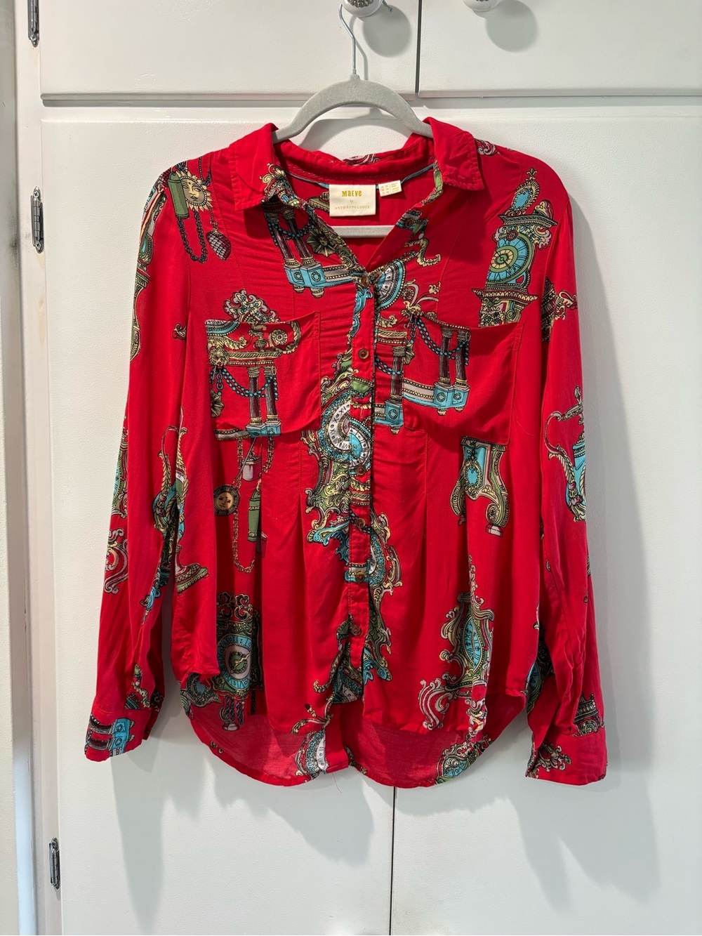 Red Printed Blouse - MANGO